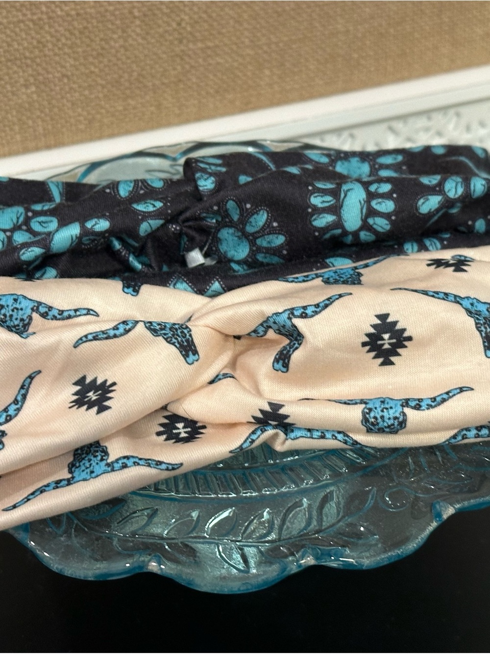 Patterned Turquoise & Black Headbands